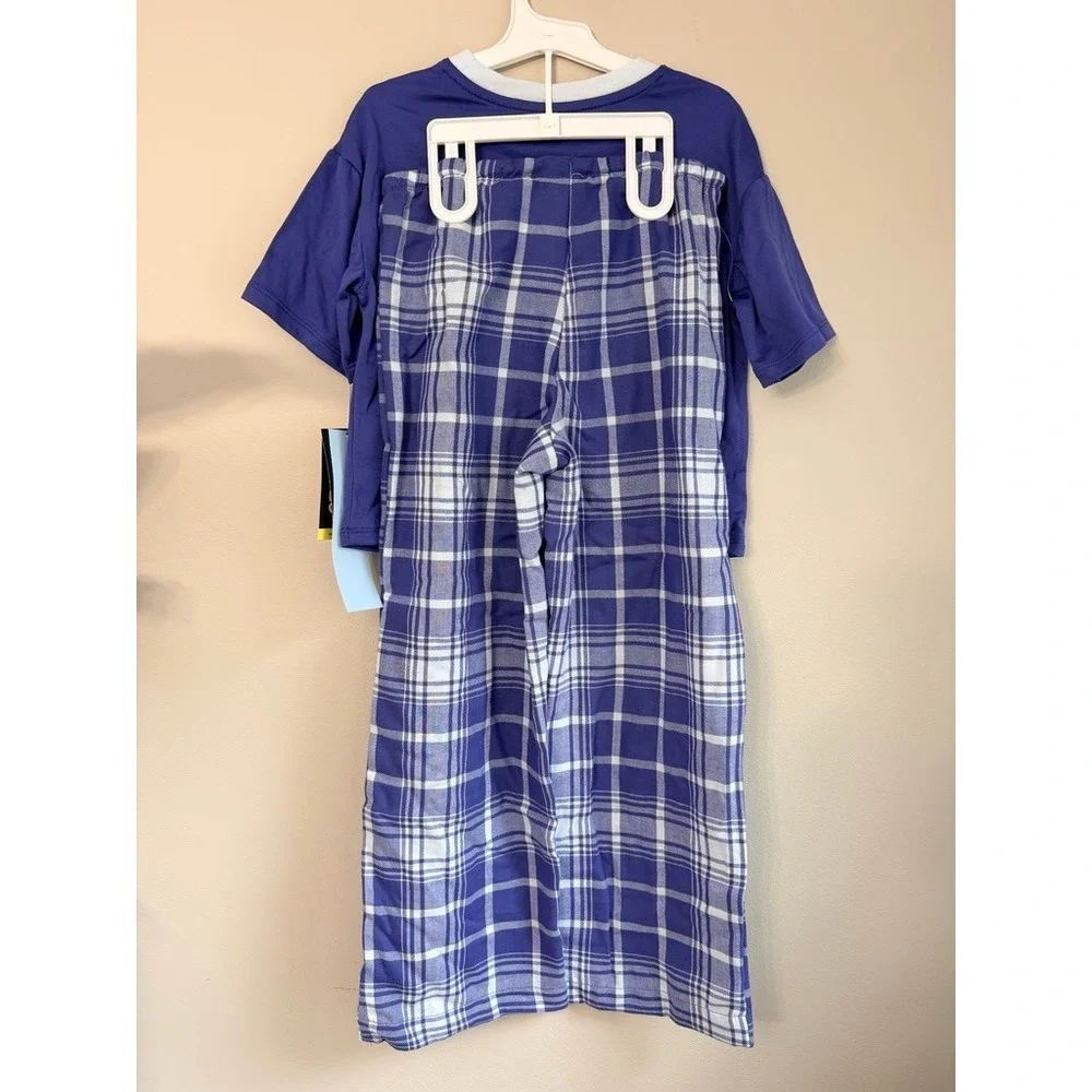 Art Class Pajama Set Boys Size S 6/7 Blue Plaid Into The Night Cowboy NWT